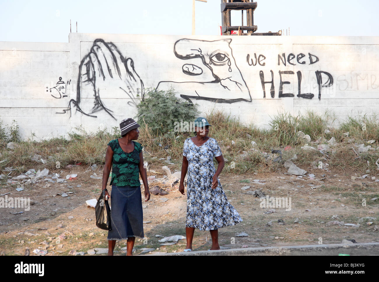 We Need Help-Port au Prince-Haiti Stock Photo