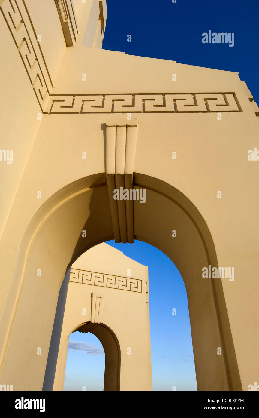 Art Deco arched walkway around the Griffith Park Observatory in Los Angeles, CA Stock Photo