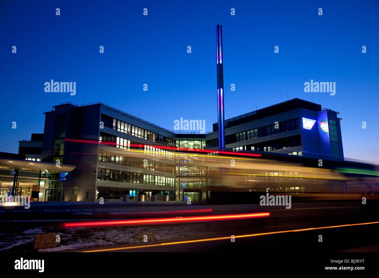 SAP headquarters, Walldorf, Germany. night shot, building, it-company, business software, Stock Photo