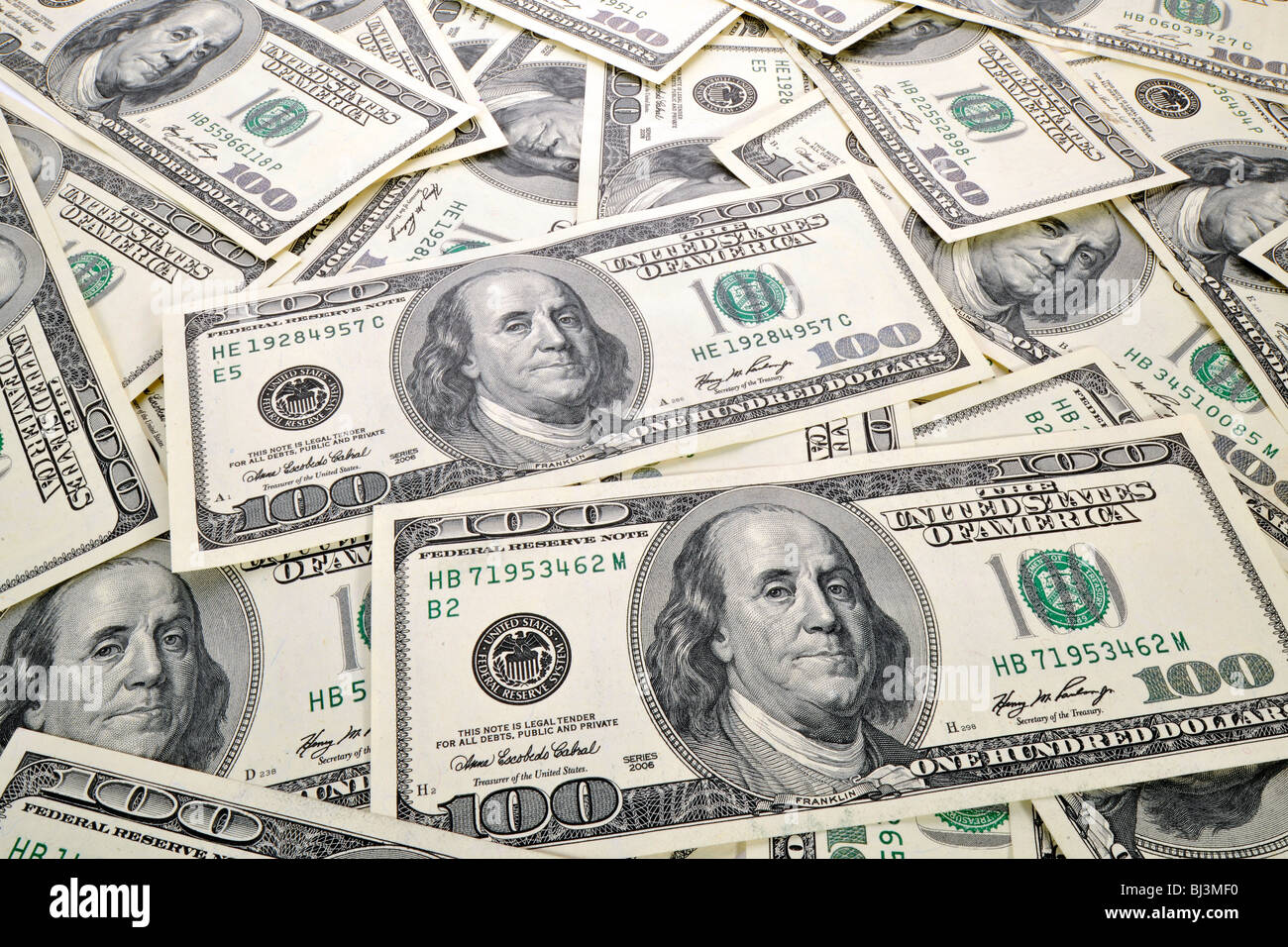 Several 100-dollar bills Stock Photo