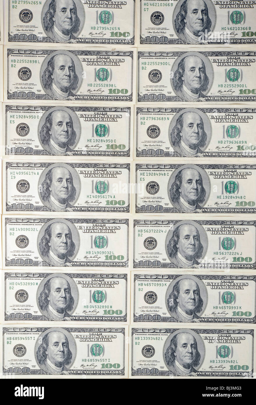 Several 100-dollar bills Stock Photo