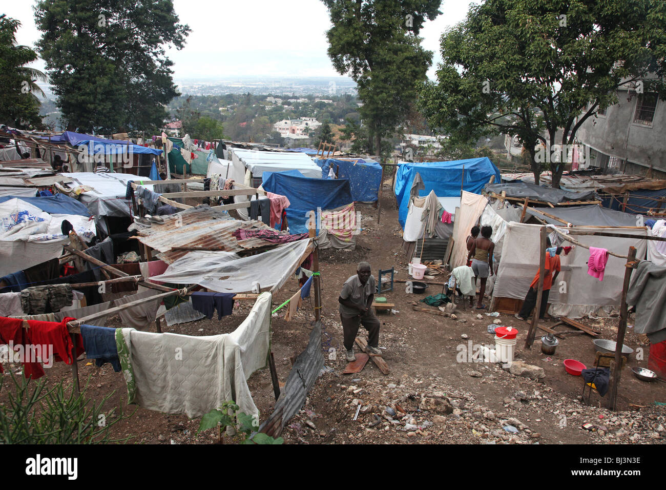 IDP camp in Morne Lazard, Port au Prince, Haiti following the eathquake of January 2010 Stock Photo