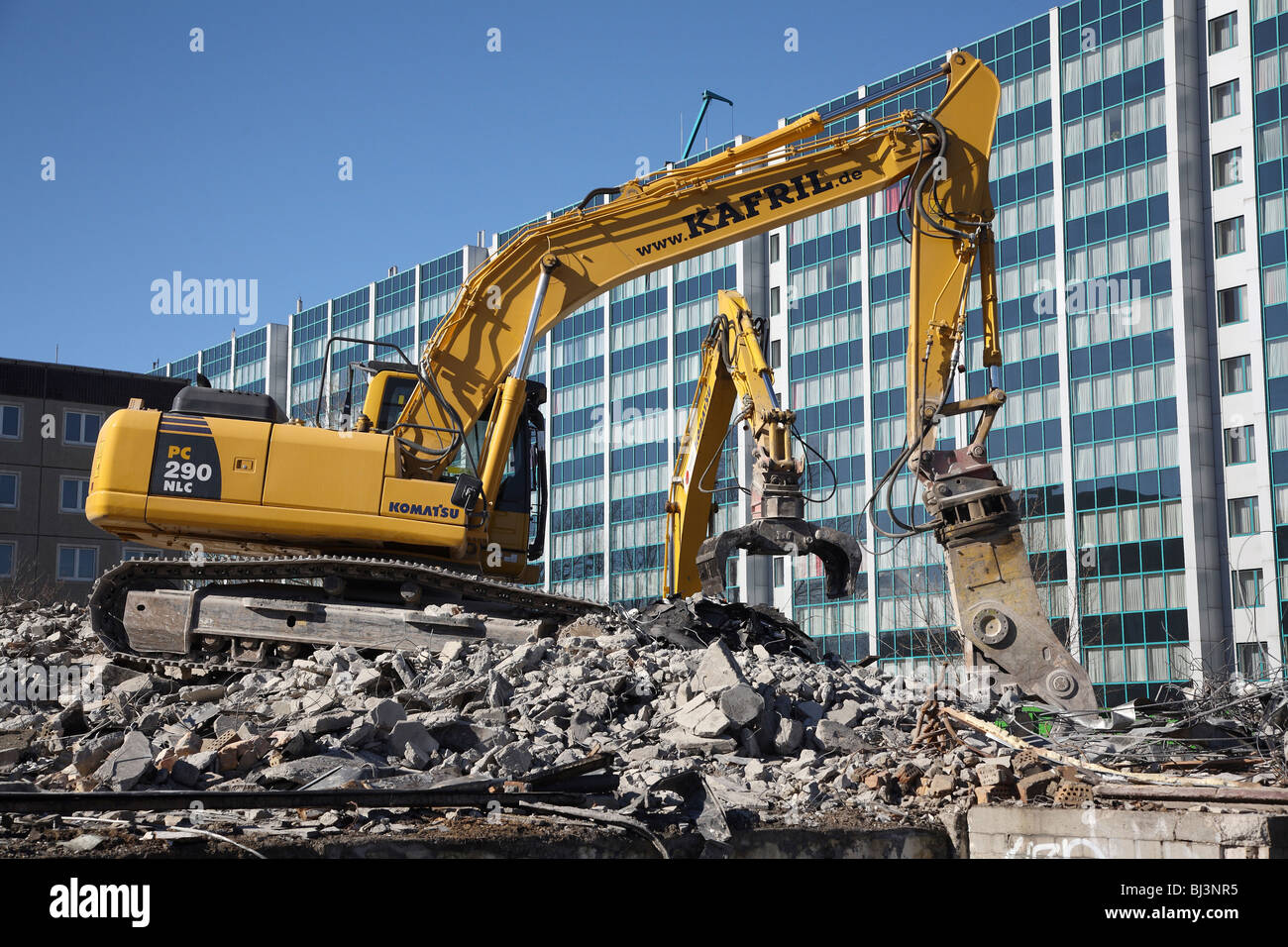 Demolition of a building made of precast concrete slabs, Berlin, Germany Stock Photo