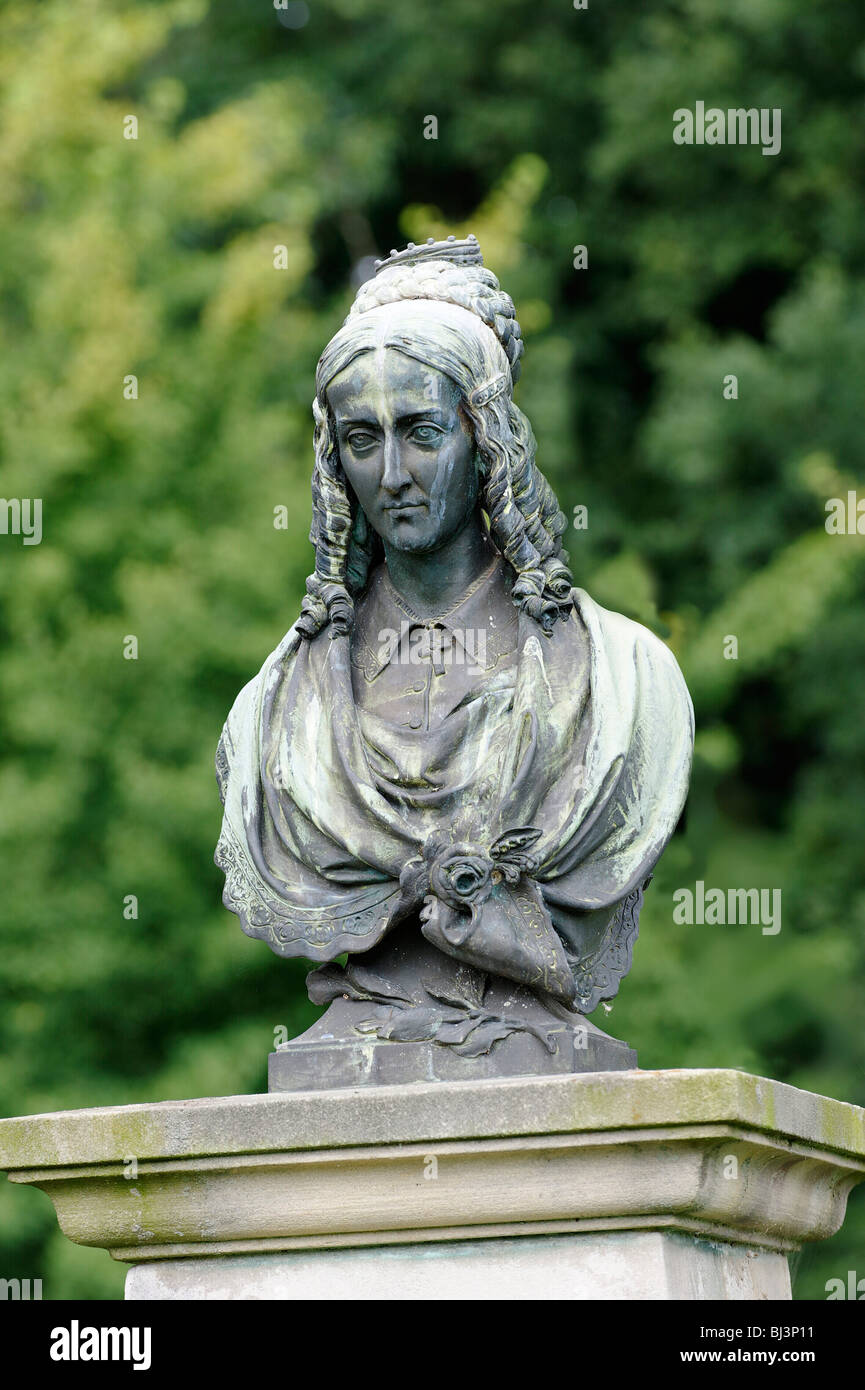 Memorial to Annette von Droste-Huelshoff, 1797-1848, Huelshoff castle, Havixbeck, North Rhine-Westphalia, Germany, Europe Stock Photo