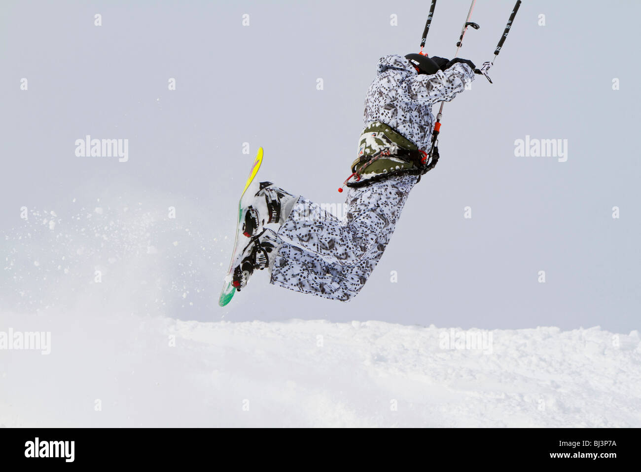 Snow kiting, snow boarder with kite, Obertauern, Hohe Tauern region, Salzburg, Austria, Europe Stock Photo