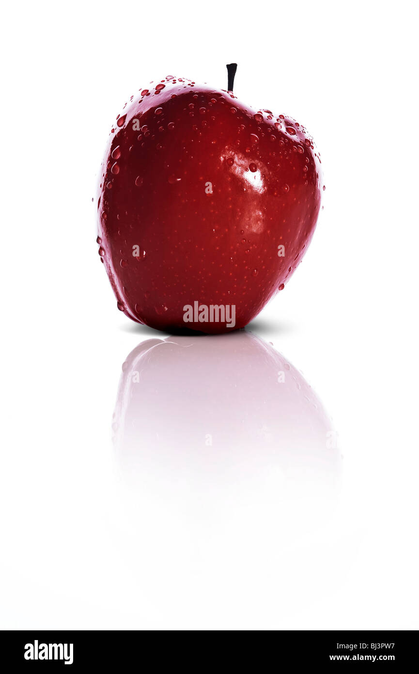 fresh red apple isolated over white background Stock Photo