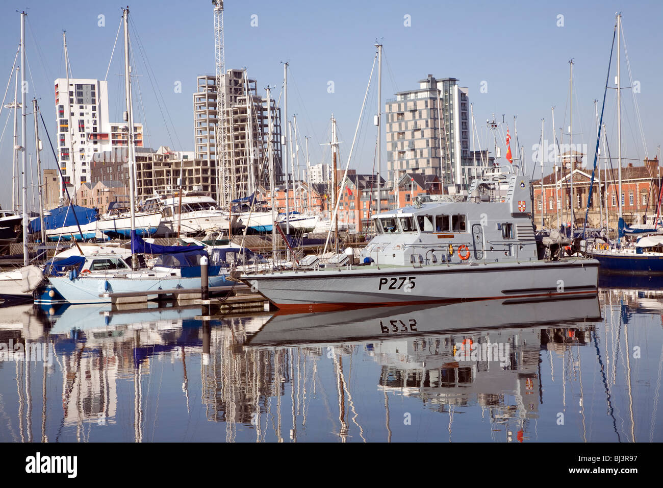Waterfront development marina Ipswich wet dock Suffolk England Stock