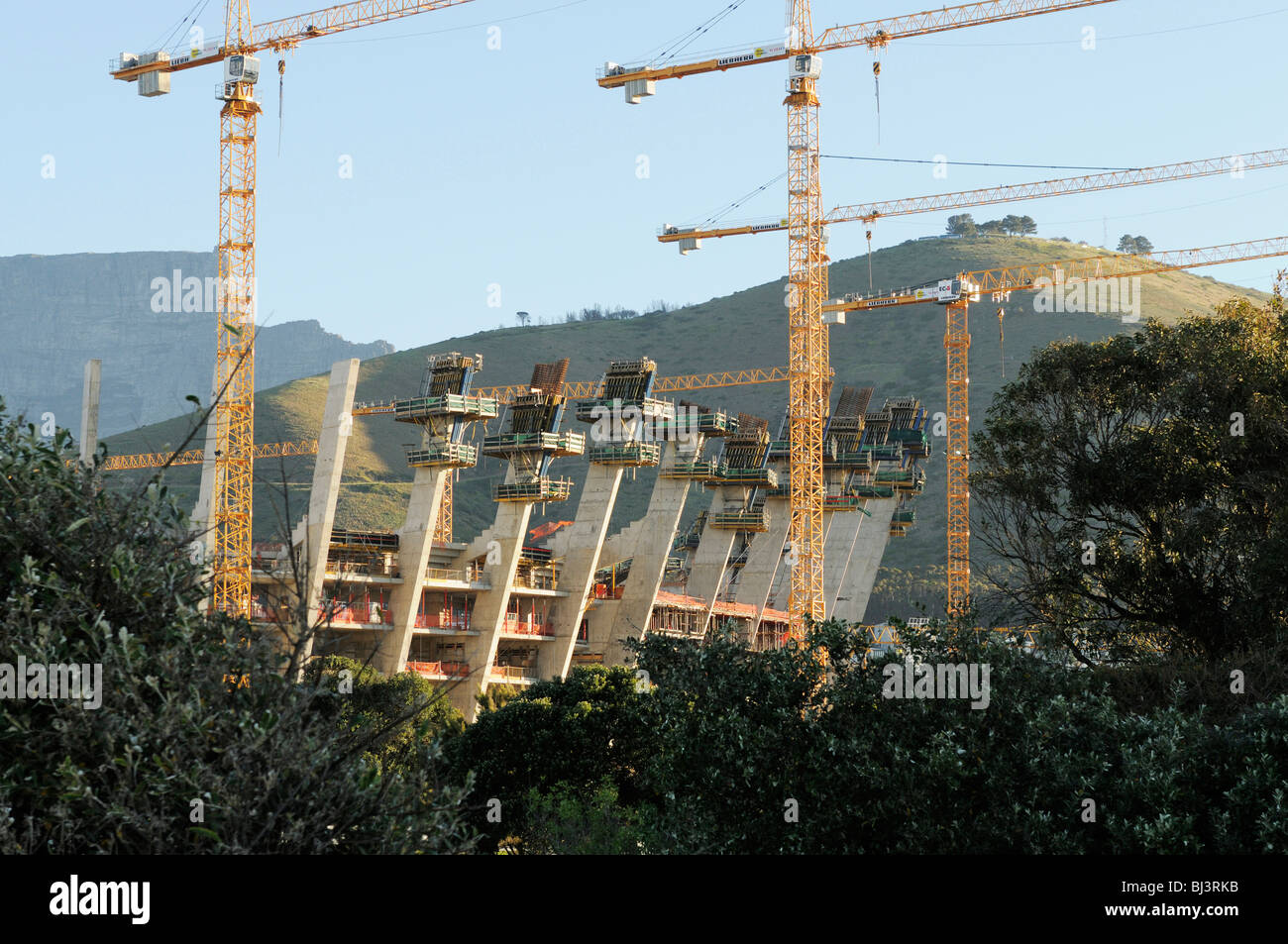 Cape Town Stadium construction site, Green Point Stadium, Signal Hill, Cape Town, South Africa, Africa Stock Photo