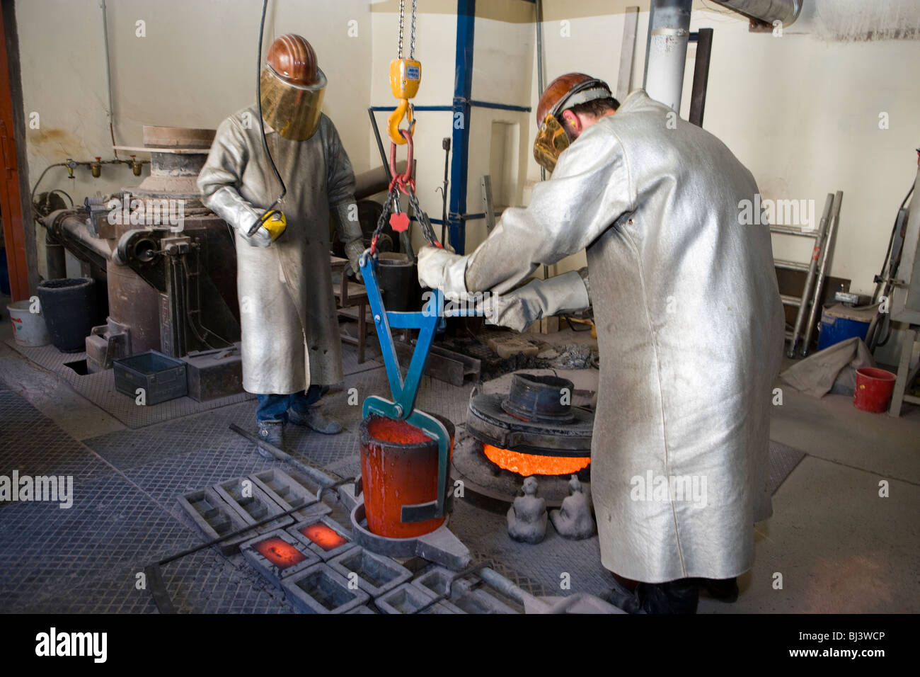 worker in an art foundry, Wiesbaden, Germany Stock Photo