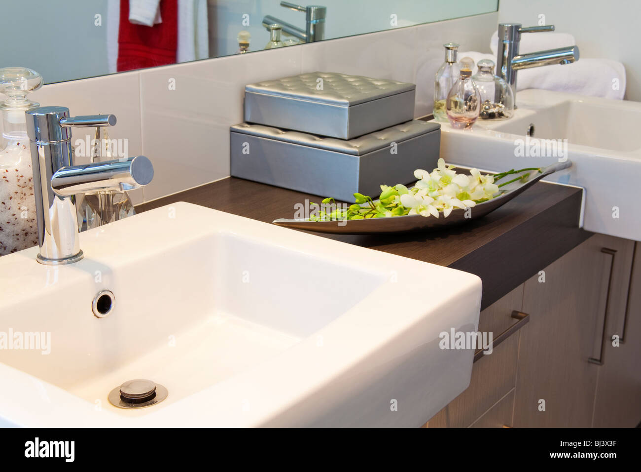bathroom detail in modern townhouse Stock Photo