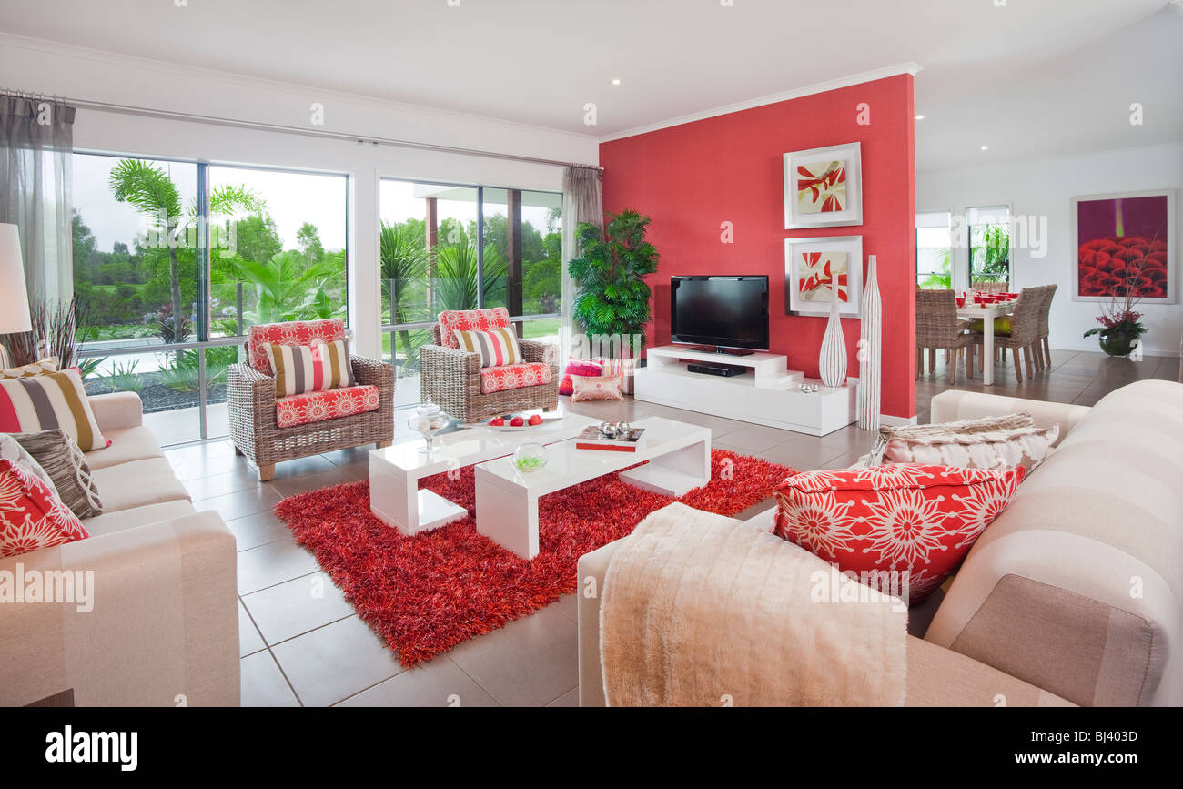 living room in new modern townhouse Stock Photo - Alamy - Townhouse Conversion With Modern Living Areas