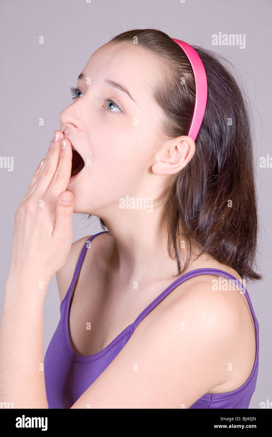 yawning girl Stock Photo