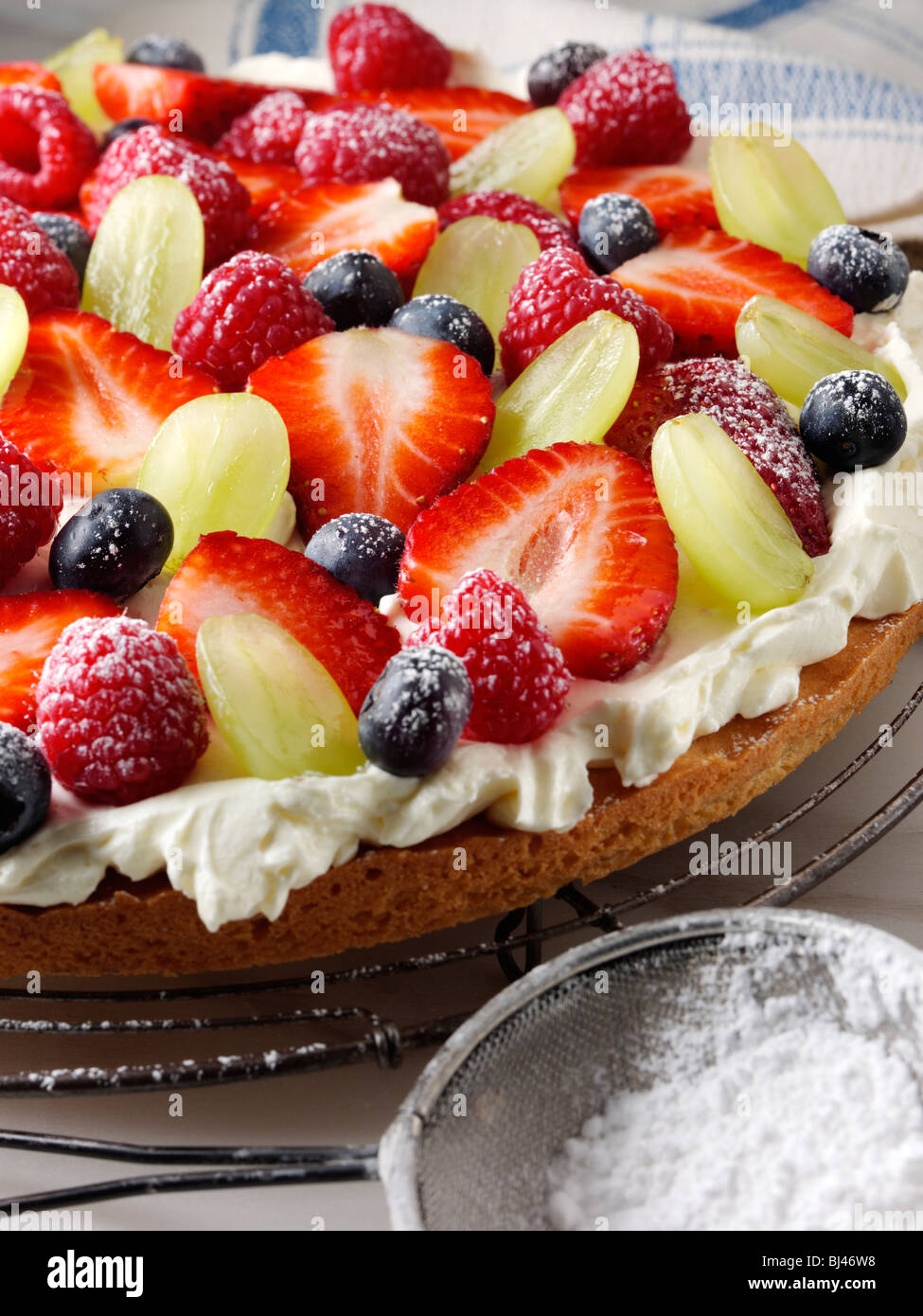 Fruit Pizza on a cooling rack Stock Photo Alamy