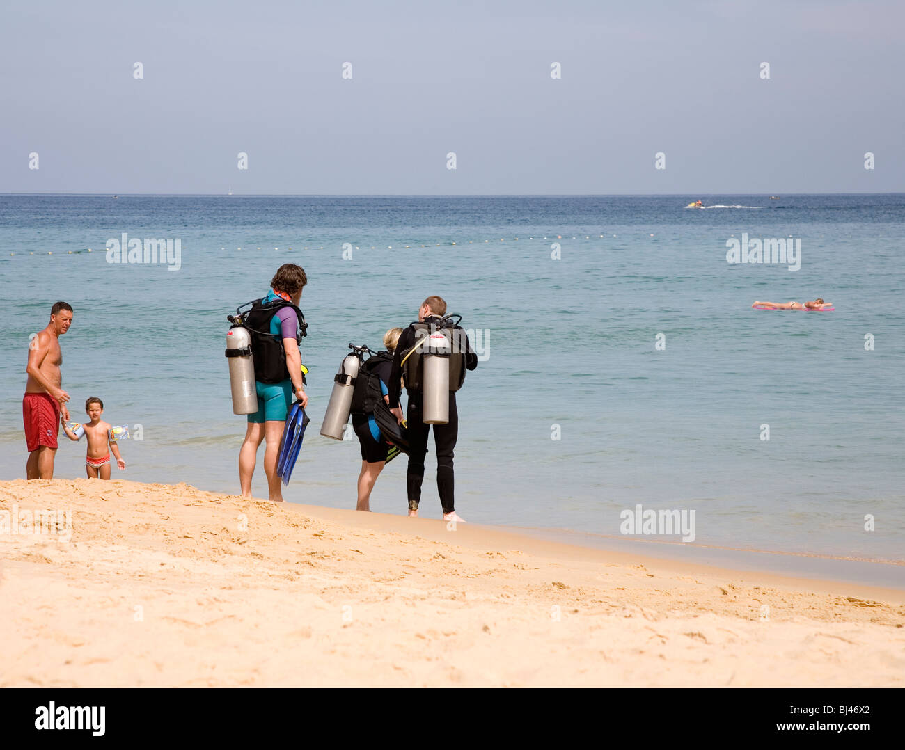 Divers on Karon Beach - Phuket Stock Photo