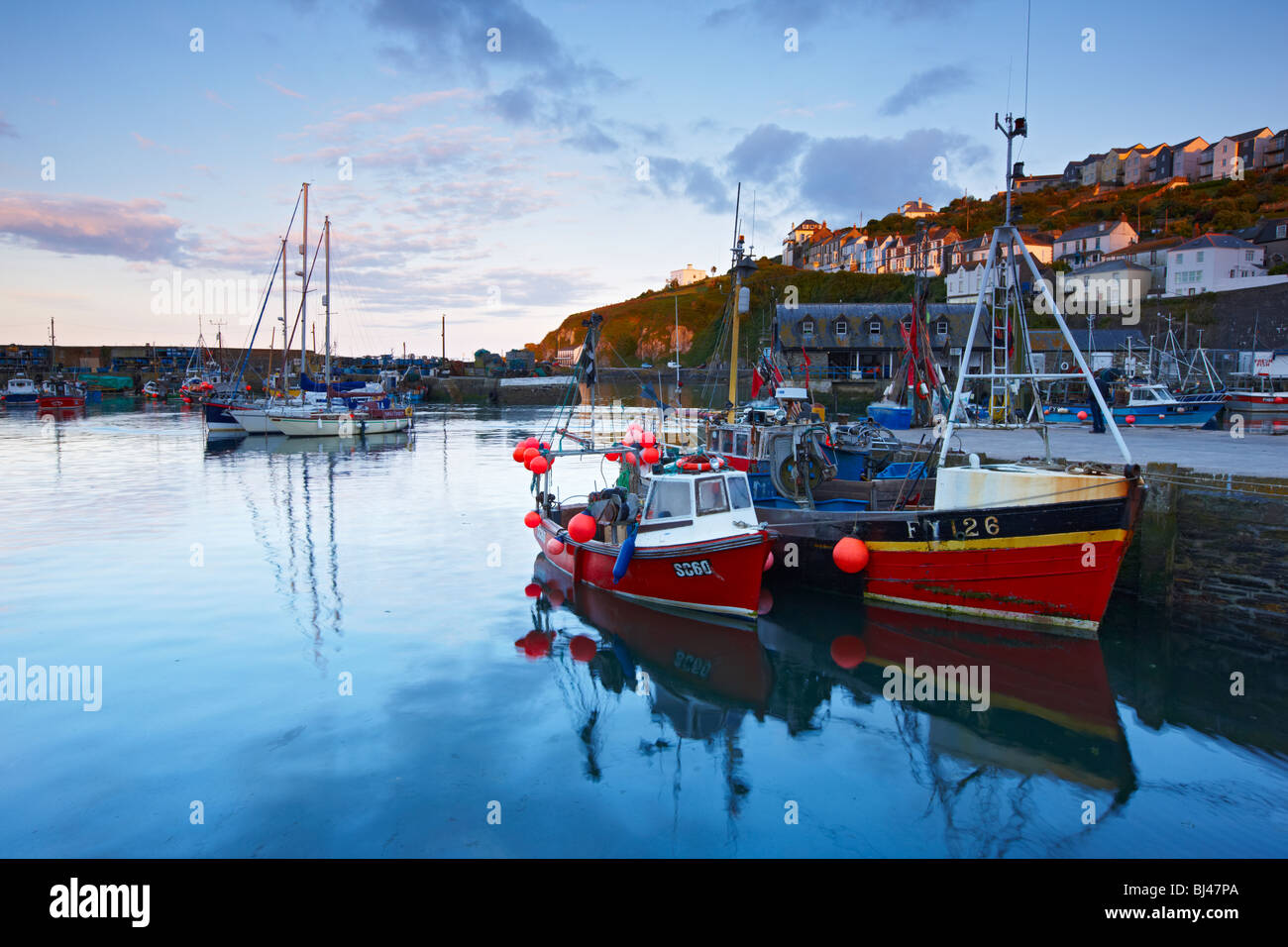 A calm evening at Mevagissey Harbour Stock Photo