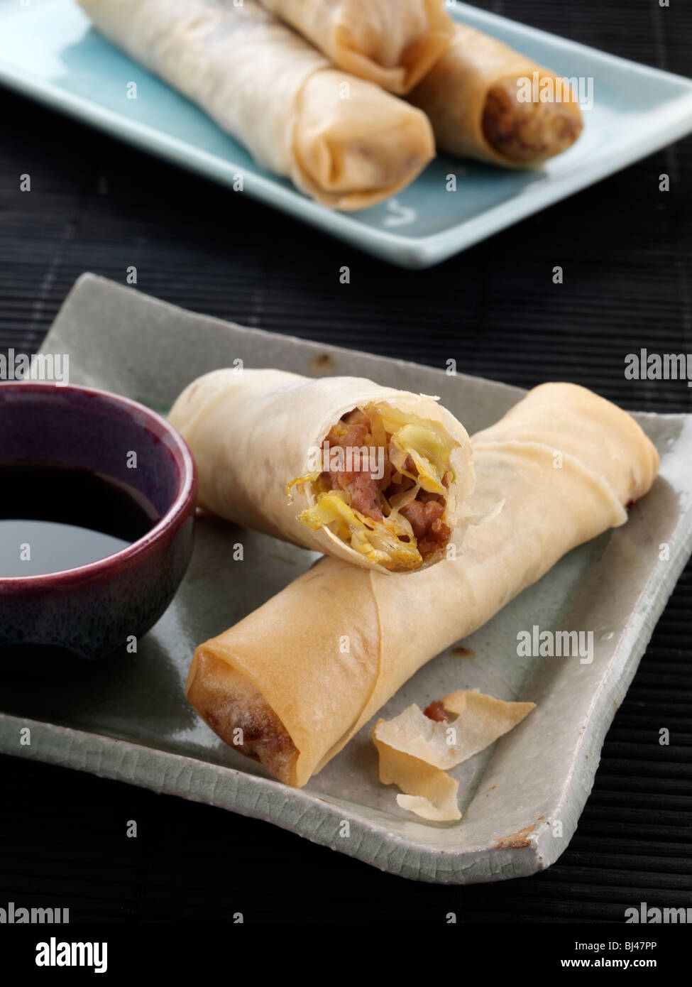 Chinese deep fried egg rolls Stock Photo Alamy