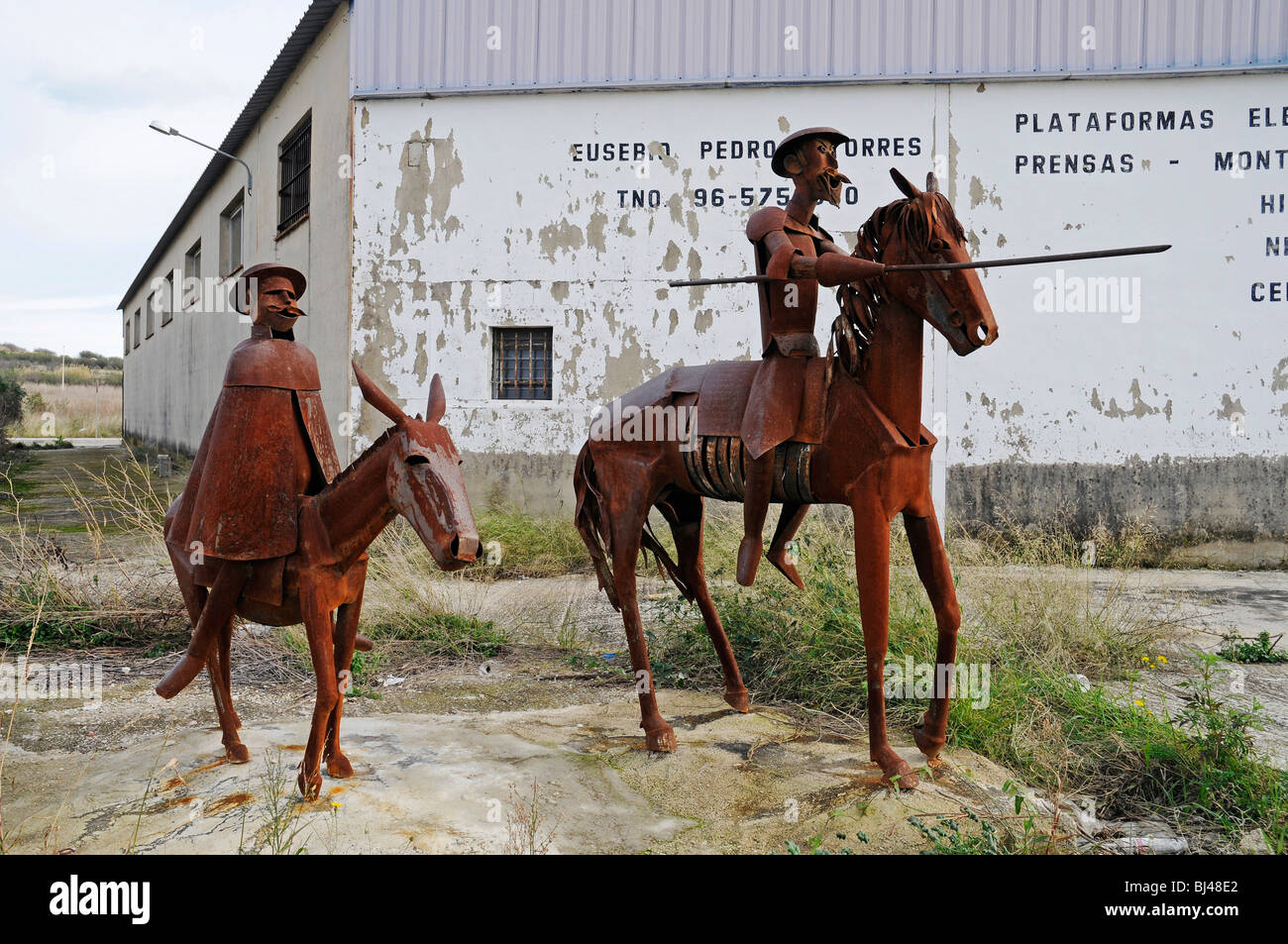 Don Quixote Sancho Panza Metal Sculpture Gata De Gorgos Javea Stock Photo Alamy