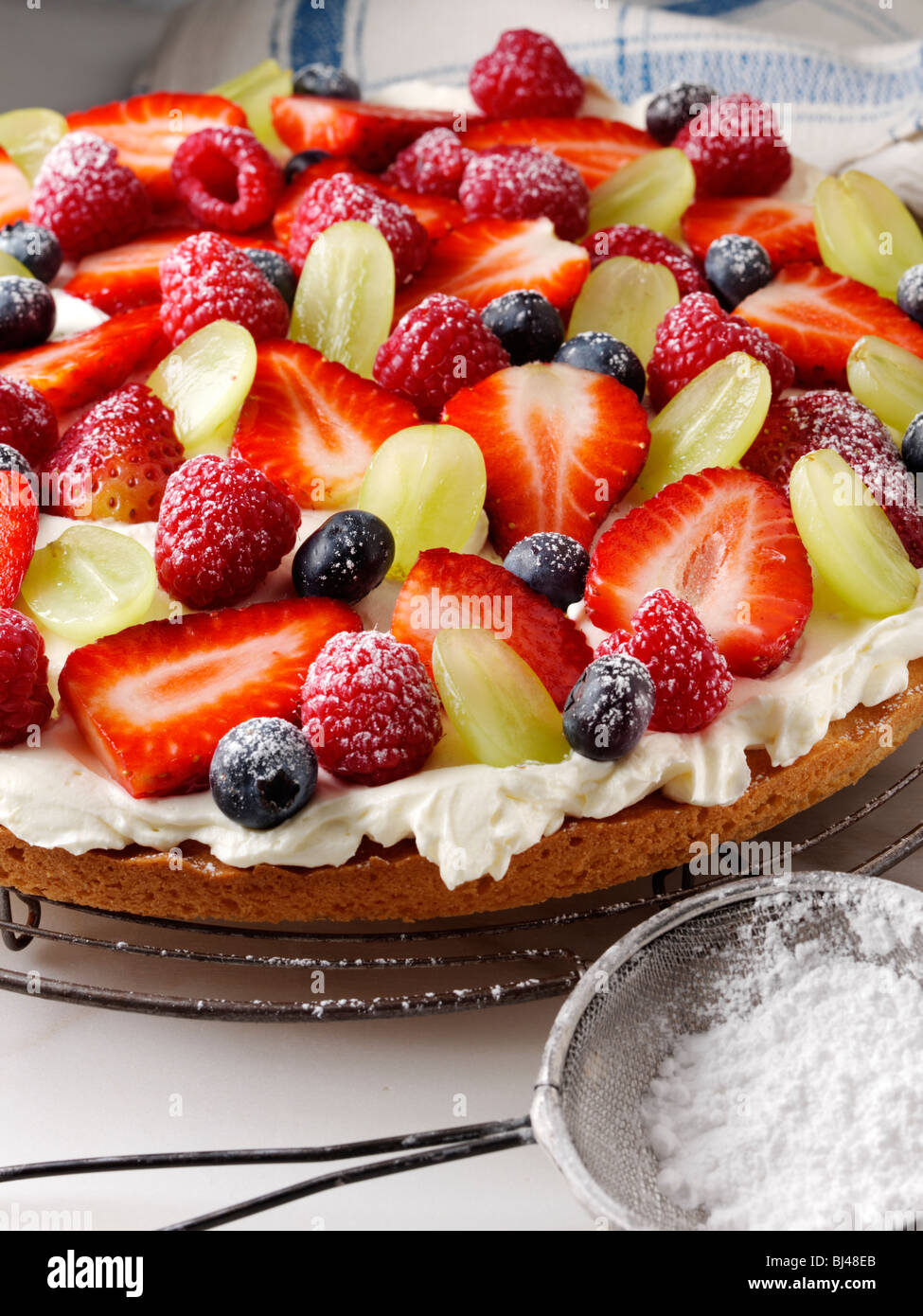 Fruit Pizza on a cooling rack Stock Photo Alamy