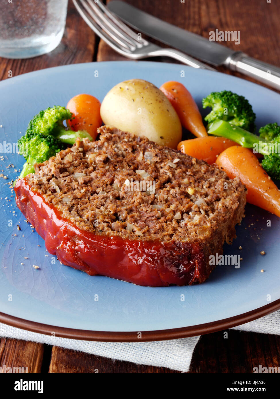 American meatloaf and vegetables Stock Photo Alamy