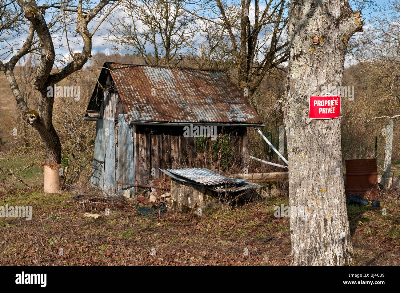 Small shed on private property - France. Stock Photo
