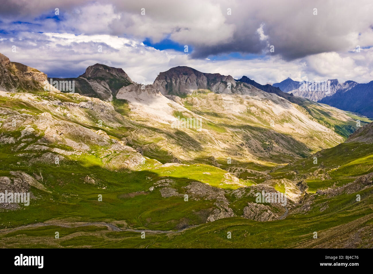 French alps mountain landscape - Route de la Bonette in the Alpes Maritimes, Provence, France Stock Photo