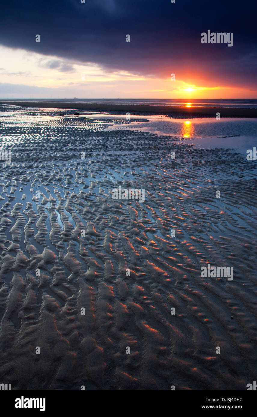 Sunset at Formby Beach Near Liverpool Stock Photo Alamy