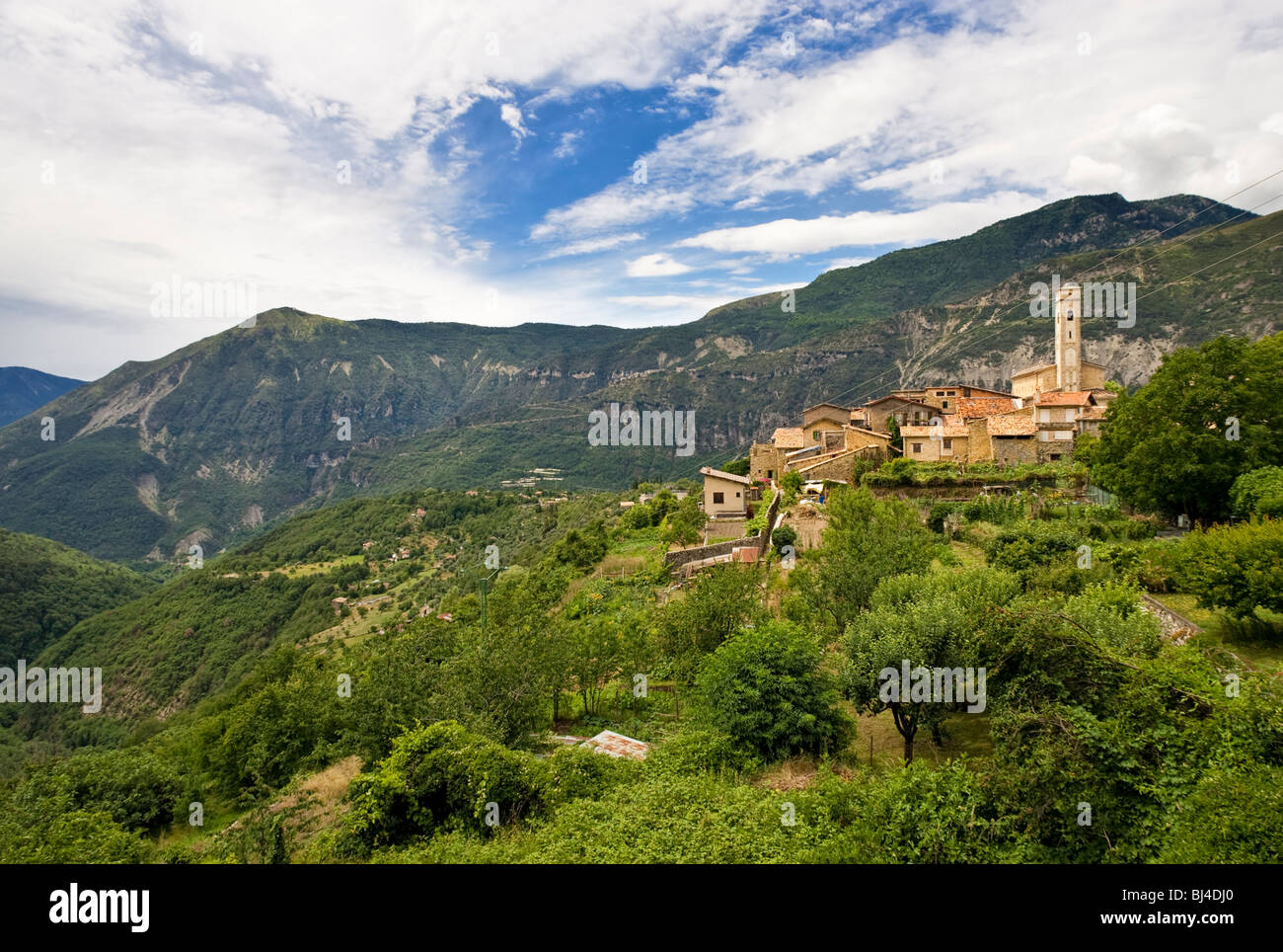 The French mountain hilltop town of Clans in the Tinee Valley, Alpes Maritimes, Provence, France Stock Photo