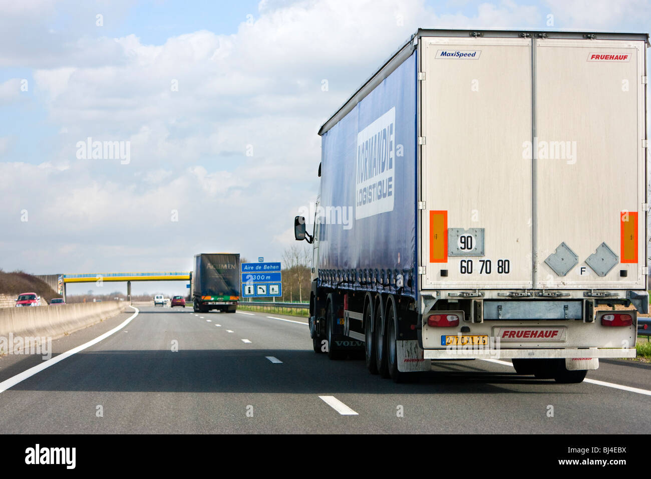 Truck lorry driving on a French autoroute motorway, France, Europe Stock Photo