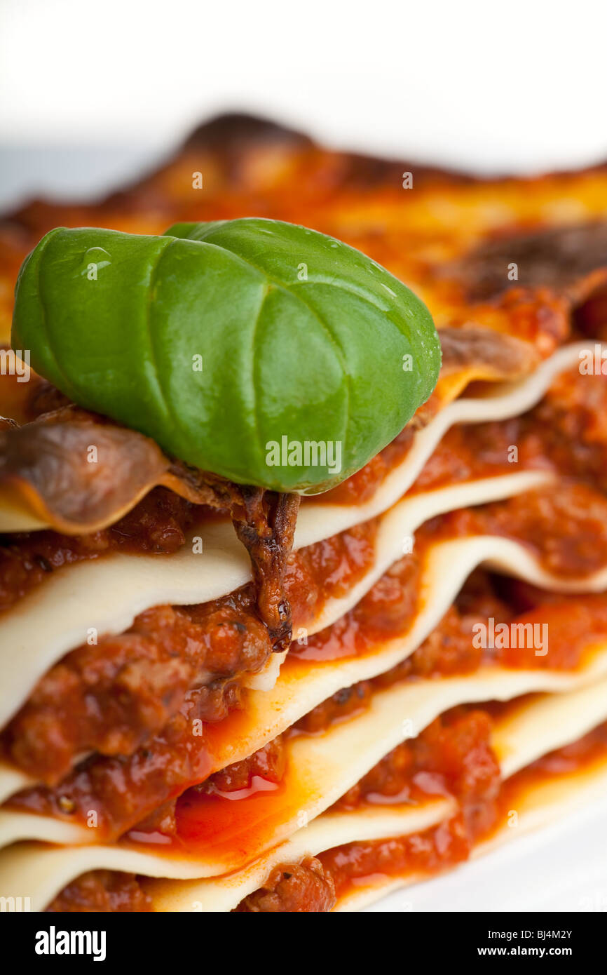 lasagna noodle dish on a white plate Stock Photo