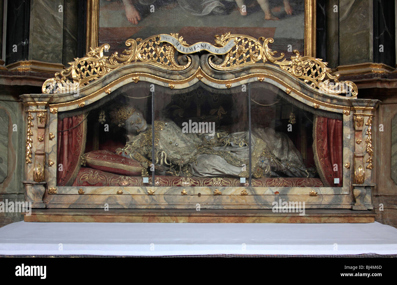 Relic of St. Maximianus, church St. Emmeram, Regensburg, Bavaria, Germany, Europe Stock Photo