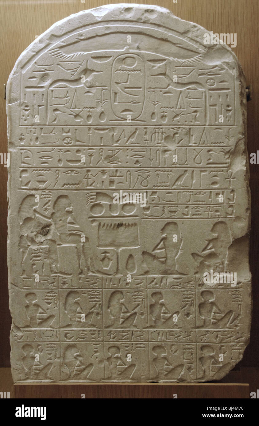 Egyptian art. Middle Kingdom. Stele with inscriptions. Museum of Fine Arts. Budapest. Hungary. Stock Photo