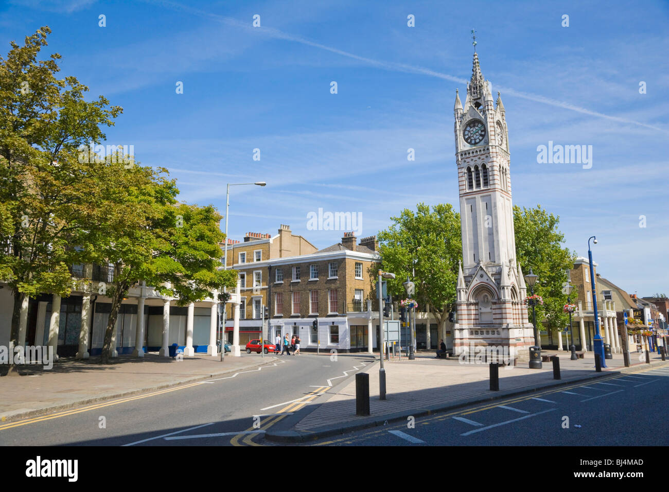 Milton Road With The Towns Clock Tower Gravesend Kent England