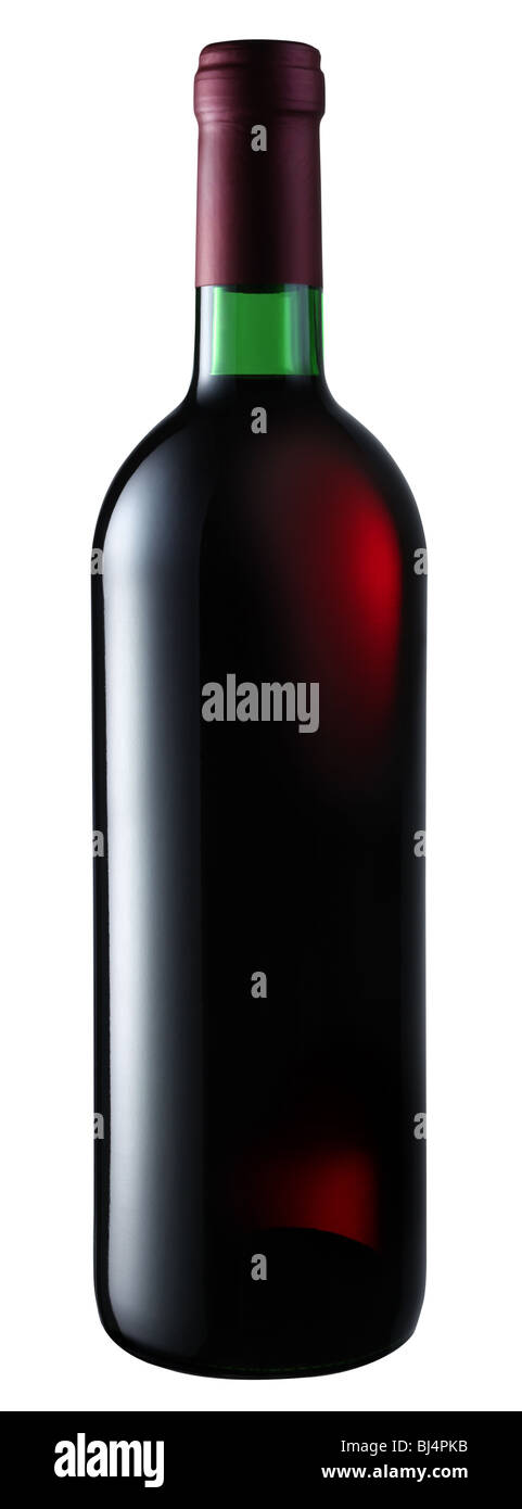 Red wine bottle isolated on a white Stock Photo