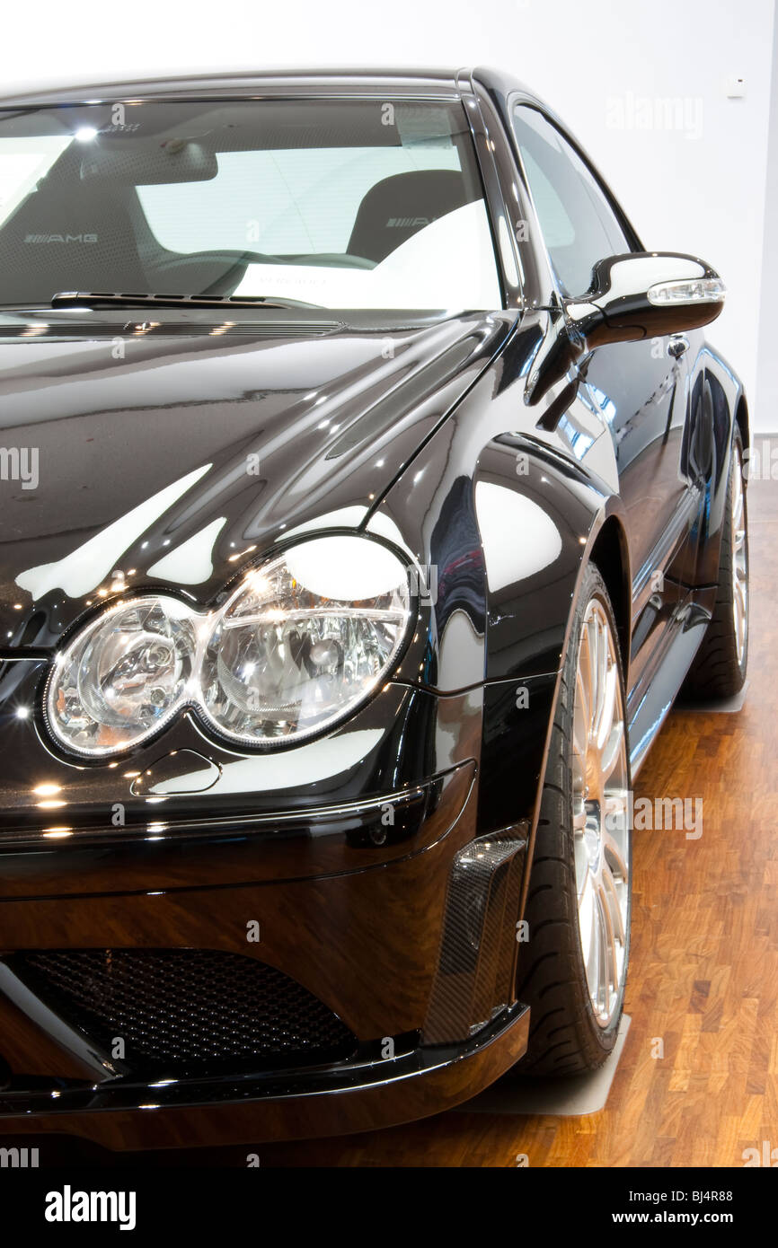 front view of black sports car mercedes amg in mercedes museum in ...