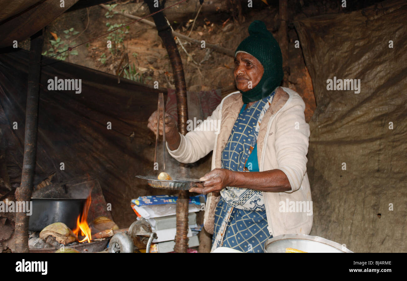 An Old woman running a tea shop Stock Photo