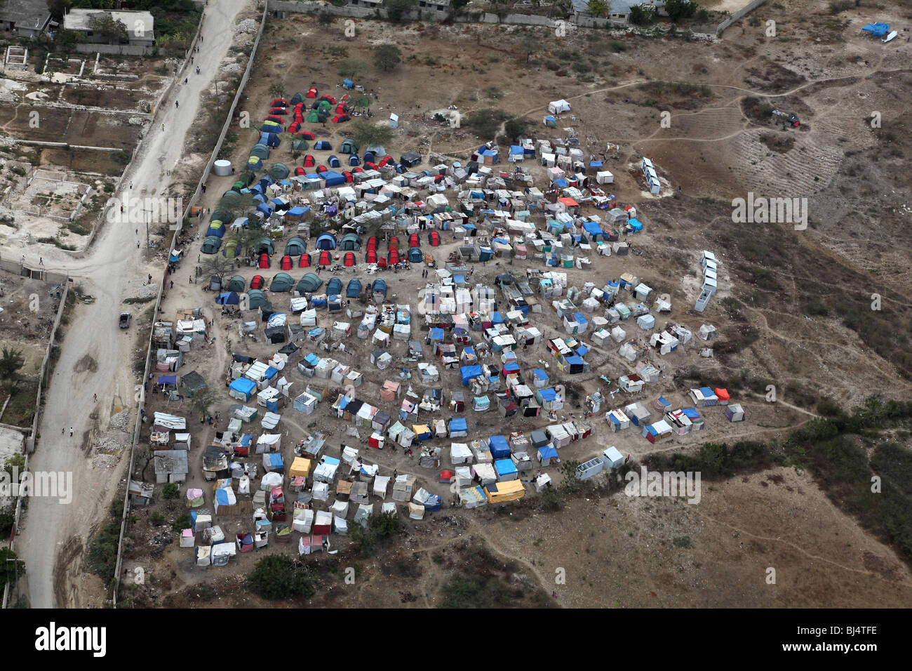 Aerial of IDP camp-Port au Prince-Haiti Stock Photo