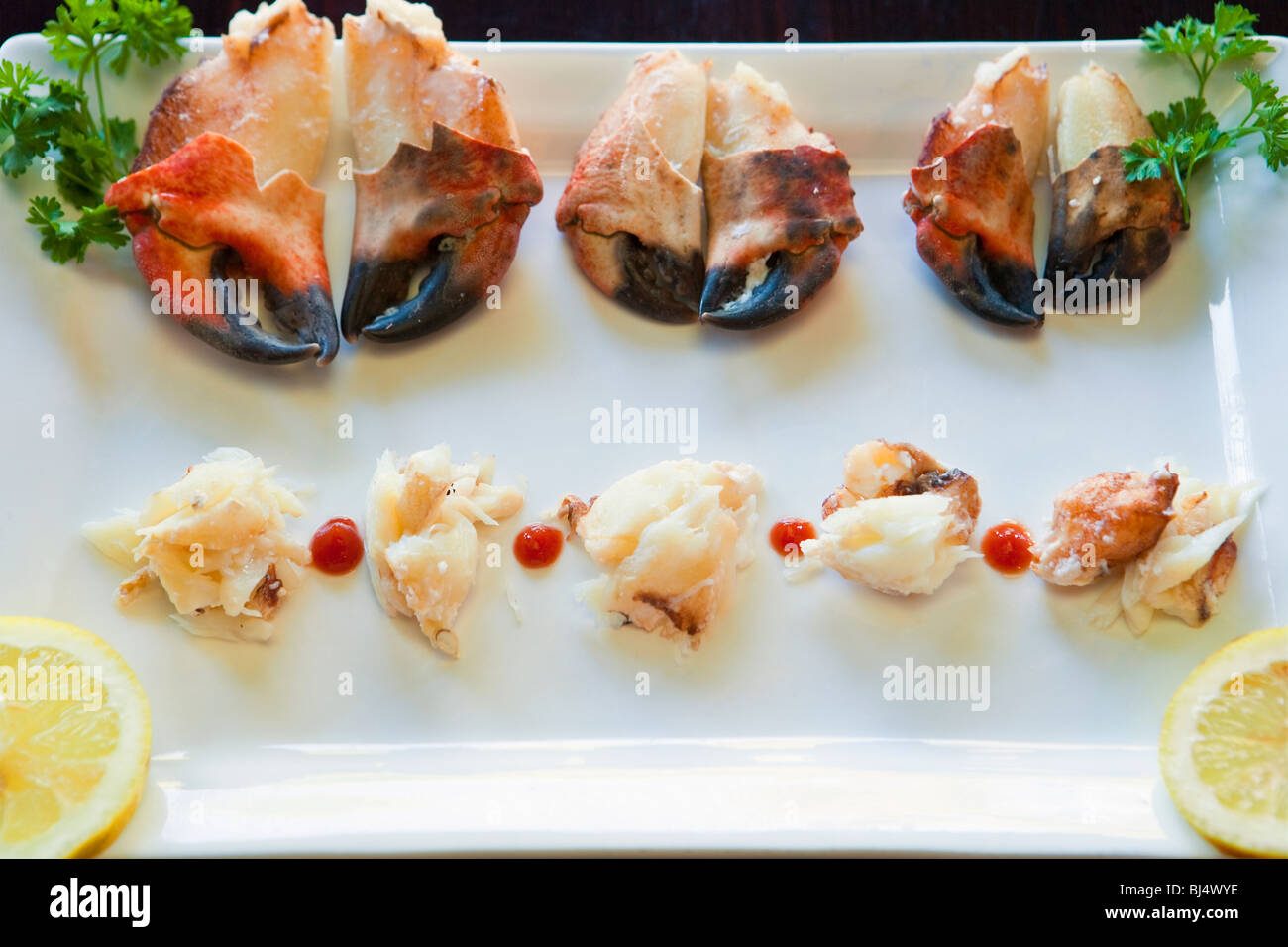 appetizer of local rock crab claws, Ciopinot Restaurant, San Luis Obispo, California, United States of America Stock Photo