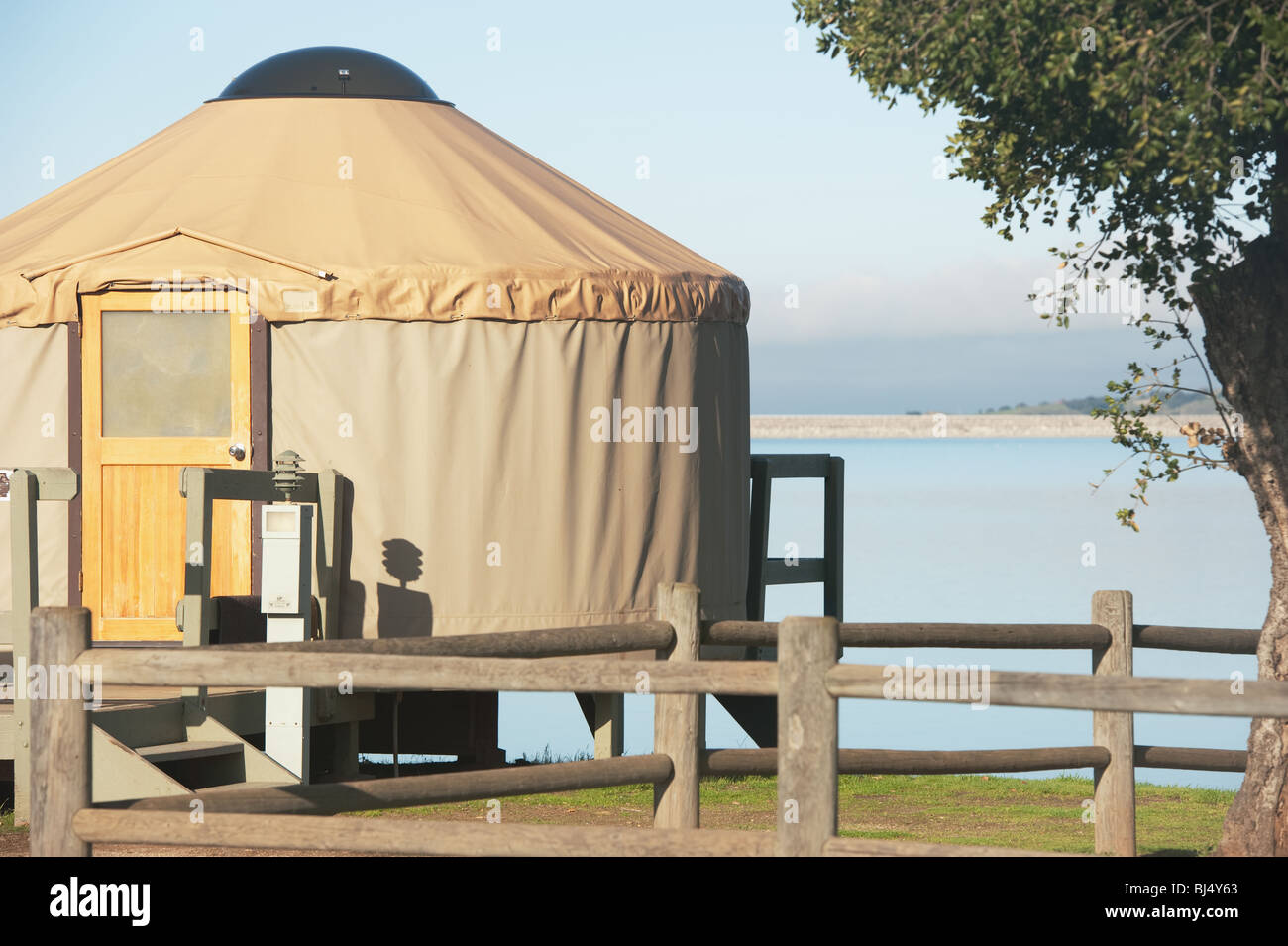 yurt camping by the lake Stock Photo