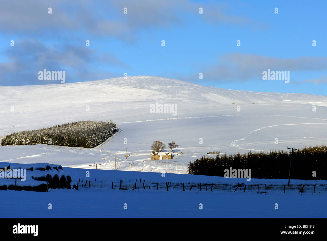 The winter of 2009/10 saw temperatures of minus 17 and beyond in the remote Scottish community of Glenbuchat Stock Photo