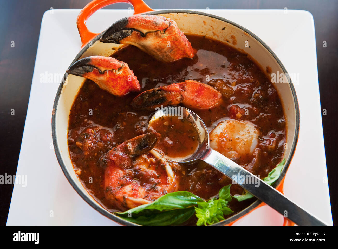 pot of crab cioppino, Ciopinot Restaurant, San Luis Obispo, California, United States of America Stock Photo