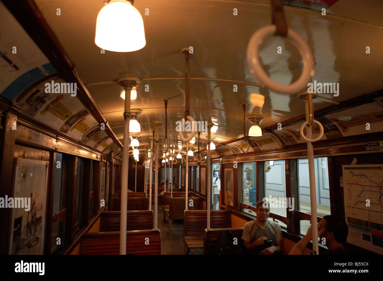 interior of old the brugeois subte subway car of the historic linea a first underground line in capital federal Stock Photo