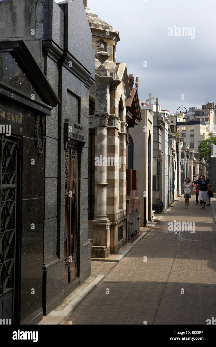 row of marble mausoleums in a 'street' in recoleta cemetery capital federal buenos aires republic of argentina south america Stock Photo