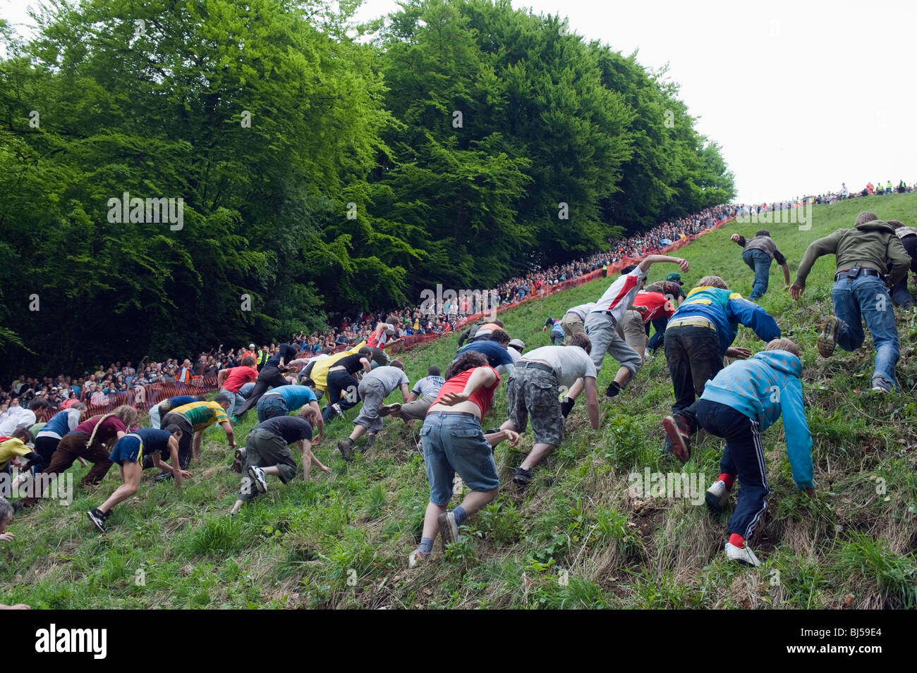 Cheese Rolling Festival at Coopers Hill, Gloucestershire, England