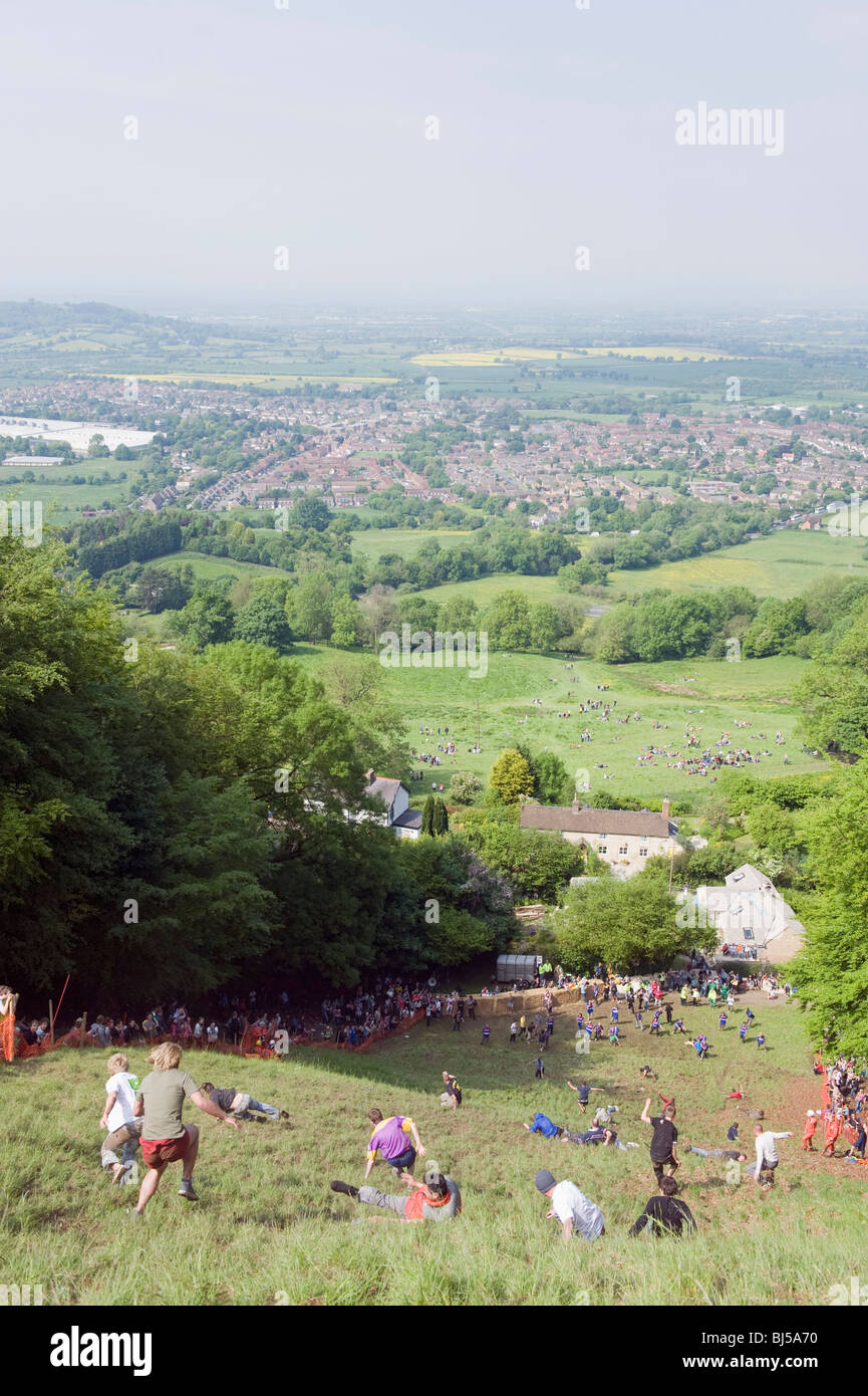 Cheese Rolling Festival at Coopers Hill, Gloucestershire, England