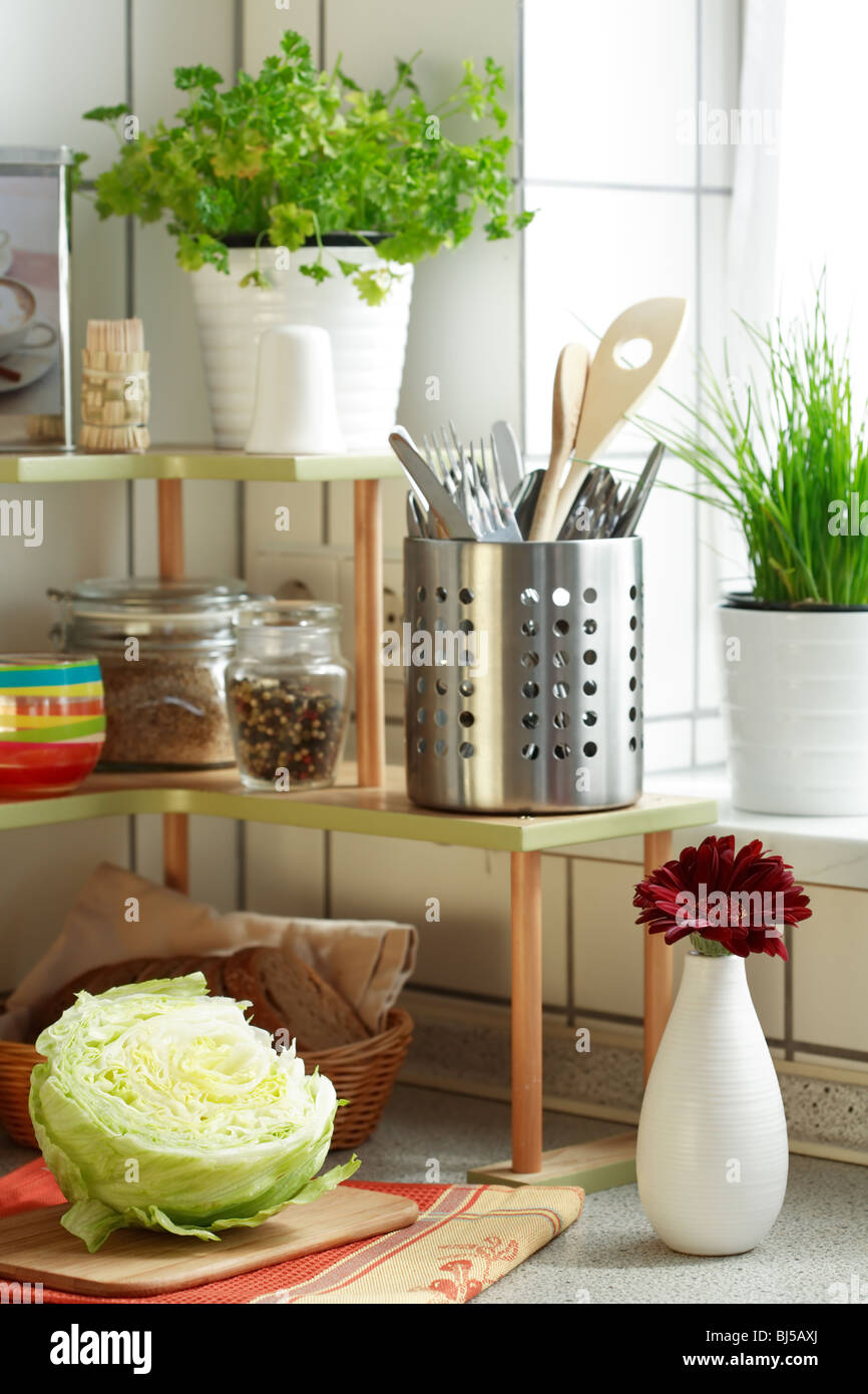 Kitchen interior in family house Stock Photo - Alamy