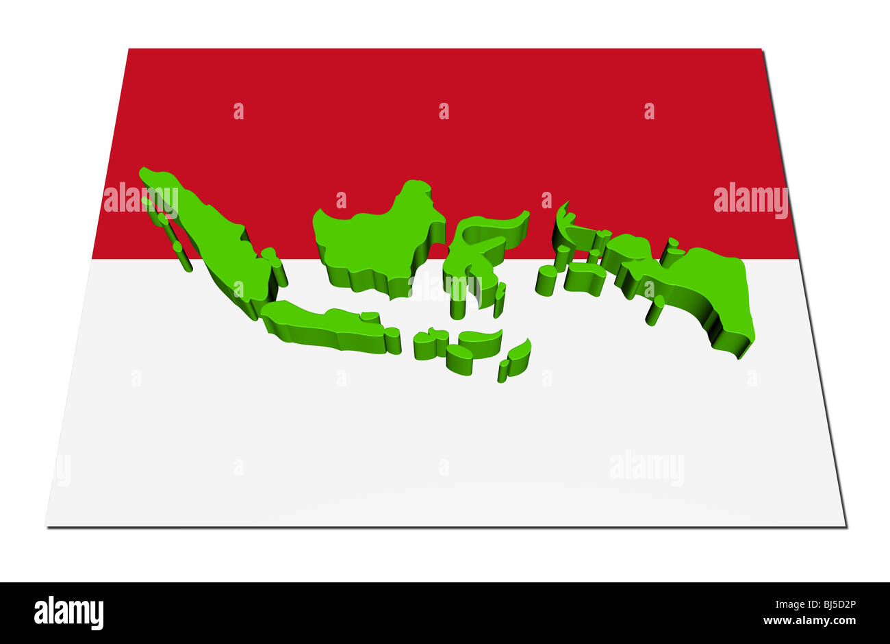 Indonesia 3d render map on their flag illustration Stock Photo