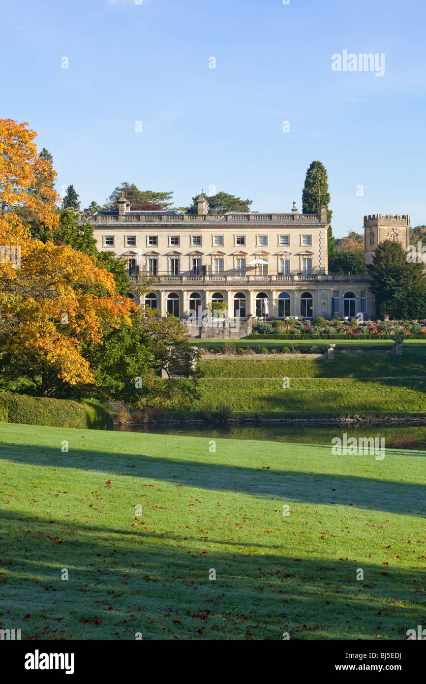 Autumn in the Cotswolds at the Cowley Manor Country House Hotel, Cowley, Gloucestershire, England UK Stock Photo