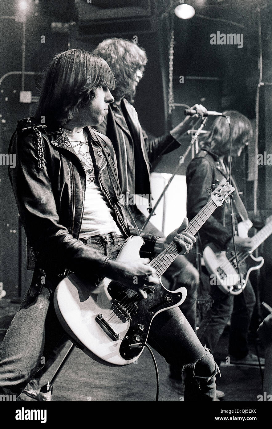 New York, NY, USA - C.B.G.B.'s Nightclub, Interior Scene, with The Ramones, Punk Rock Music Band, 'Johnny Ramone', Guitar, rock'n'roll, punks 1977, Punk Culture 70s, punk rock band Stock Photo