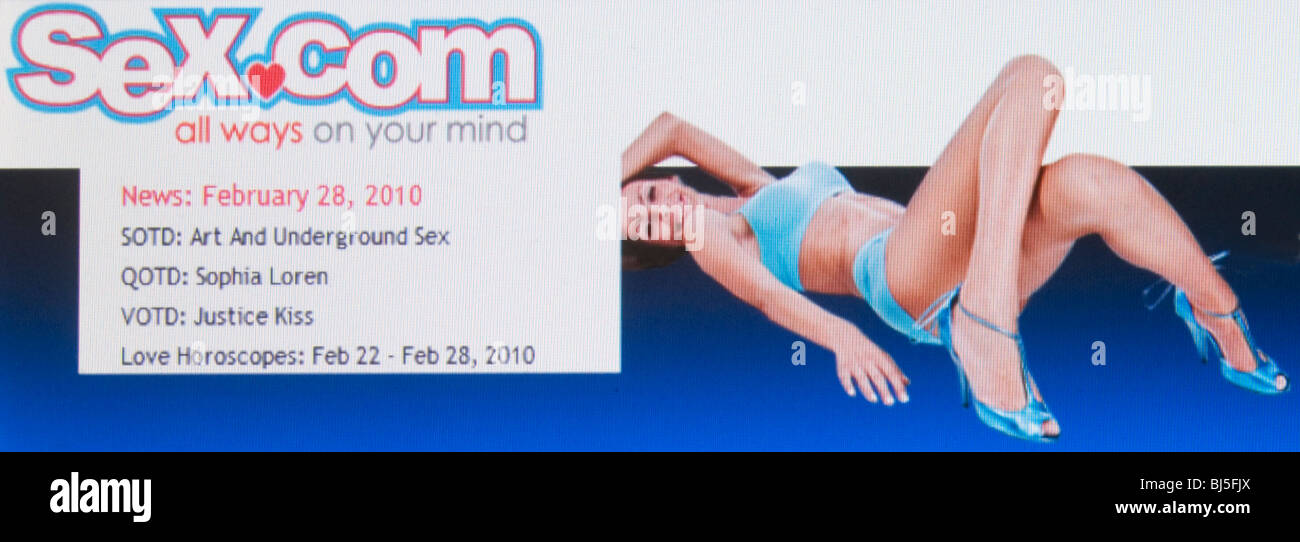 Sex.com domain name - enlarged portion of web site Stock Photo