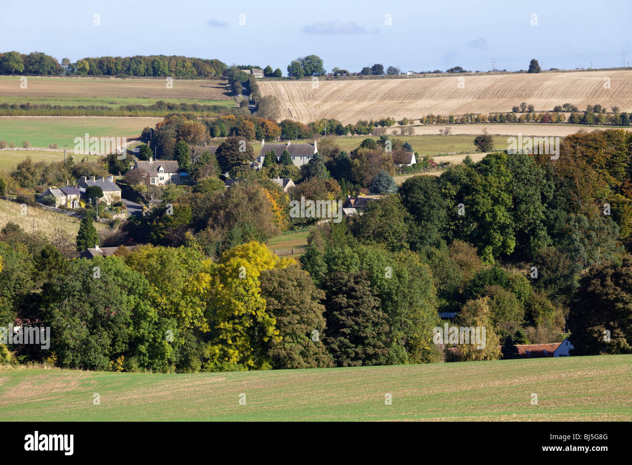 Autumn in the Cotswolds at Compton Abdale, Gloucestershire Stock Photo